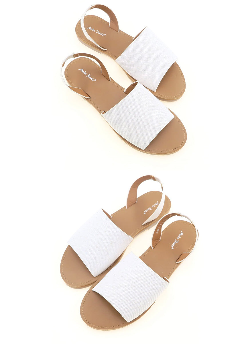 All white sales flat sandals