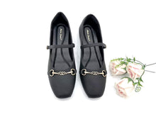 Load image into Gallery viewer, Women's Mary Jane Flat Shoes Square Toe with Gold Chain Detail (36003L)