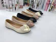 Load image into Gallery viewer, Ladies Flat Shoes Covered Toe Ribbon Design (35699L)