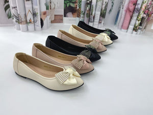 Ladies Flat Shoes Covered Toe Ribbon Design (35699L)