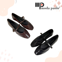 Load image into Gallery viewer, Ladies Flat Covered Toe Shoes Buckle Design (35727L)