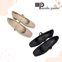 Load image into Gallery viewer, Ladies Square Toe Heels Buckle Design (35962L)