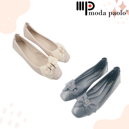 Ladies Flats Shoes Covered Toe Ribbon Design (35530L)