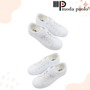 Kid's School Shoes With Laces White Color (22AG)