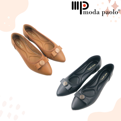 Ladies Flats Shoes Covered Toe Ribbon Design (35535L)