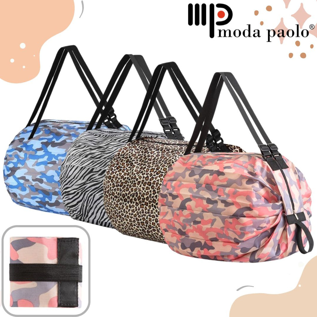 Moda Paolo Foldable Recycle Bag in Multiple Design- 4 Pieces Bundle(B680)