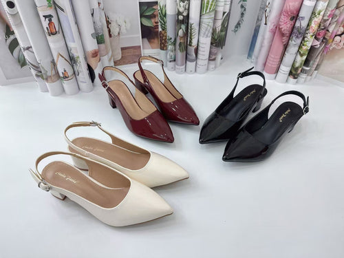 Ladies Pointed Toe Heels Buckle Design (N133)