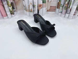 Ladies Slip-On Heels Shoes Ribbon Design (35483L)