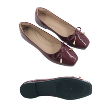 Load image into Gallery viewer, Ladies Flat Shoes Covered Toe Mary Janes Ribbon Design (N122)