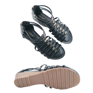 Women Gladiator Wedges Strappy With Zipper (35538L)