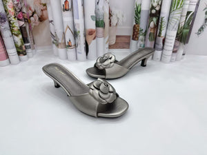 Ladies Medium Heels Slip-On Mules Shoes (35692L)