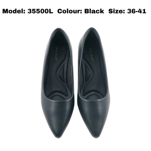 Women Black Color Formal Heels Pointed Toe (35500L)