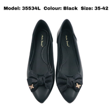 Load image into Gallery viewer, Ladies Flats Formal Shoes Covered Toe Ribbon Design (35534L)