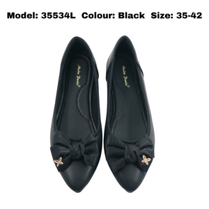 Ladies Flats Formal Shoes Covered Toe Ribbon Design (35534L)