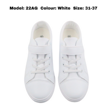 Load image into Gallery viewer, Kid&#39;s School Shoes With Laces White Color (22AG)