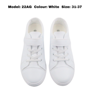 Kid's School Shoes With Laces White Color (22AG)