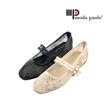 Load image into Gallery viewer, Ladies Flats Covered Shoes With Double Strap (36084L)