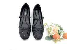Load image into Gallery viewer, Ladies Ballerina Flats with Bow and Stud Details (36004L)