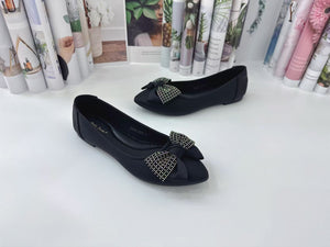 Ladies Flat Shoes Covered Toe Ribbon Design (35699L)