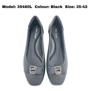 Ladies Flats Shoes Covered Toe Ribbon Design (35480L)