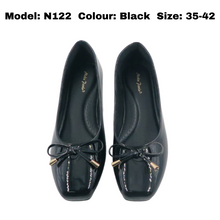 Load image into Gallery viewer, Ladies Flat Shoes Covered Toe Mary Janes Ribbon Design (N122)