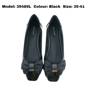 Ladies Slip-On Heels Shoes Ribbon Design (35489L)
