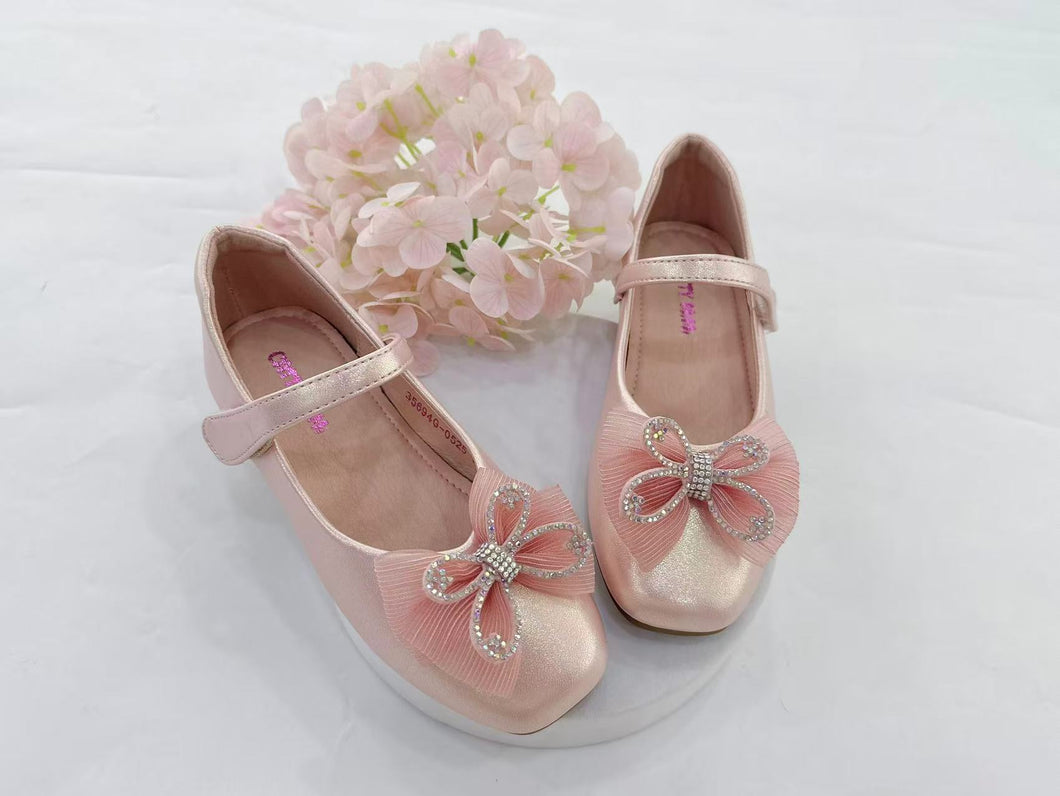 Girls Kids Flat Shoes Covered Toe Ribbon Design (35694K)