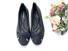 Load image into Gallery viewer, Ladies Mary Jane Flats Covered Shoe With Ribbon (36023L)