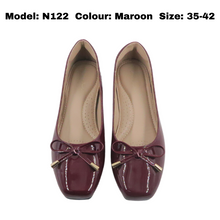 Load image into Gallery viewer, Ladies Flat Shoes Covered Toe Mary Janes Ribbon Design (N122)