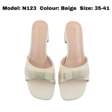 Load image into Gallery viewer, Ladies Slip-On Medium Heels Ribbon Design (N123)