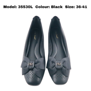 Ladies Flats Shoes Covered Toe Ribbon Design (35530L)