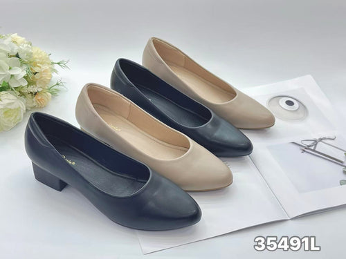 Ladies Slip-On Heels Plain Design (35491L)
