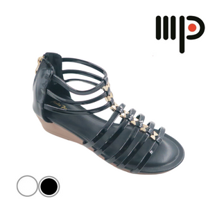 Women Gladiator Wedges Strappy With Zipper (35538L)