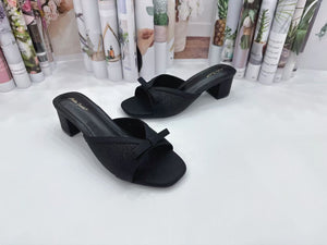 Ladies Slip-On Heels Shoes Ribbon Design (35483L)