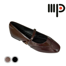 Load image into Gallery viewer, Ladies Flat Covered Toe Shoes Buckle Design (35727L)