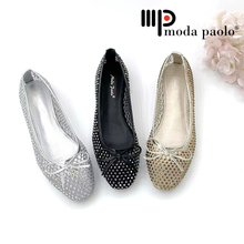 Load image into Gallery viewer, Ladies Flat Covered Toe Shoe Ribbon Design (35852L)