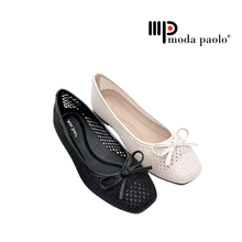 Load image into Gallery viewer, Ladies Ballet Flats Covered Shoe With Ribbon (36250L)
