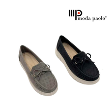 Load image into Gallery viewer, Ladies Slip-On Loafer Flats With Ribbon (36096L)