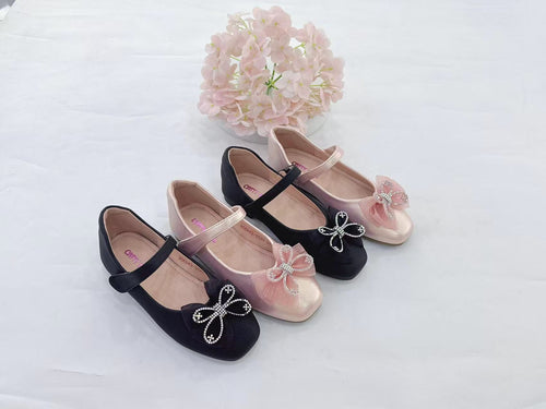 Girls Kids Flat Shoes Covered Toe Ribbon Design (35694K)