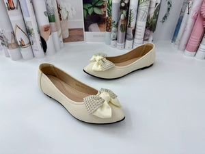 Ladies Flat Shoes Covered Toe Ribbon Design (35699L)