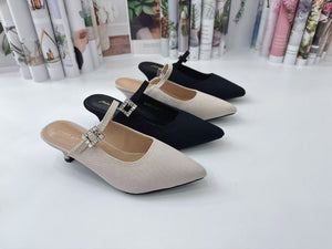 Ladies Slip-On Heels Buckle Design (35693L)