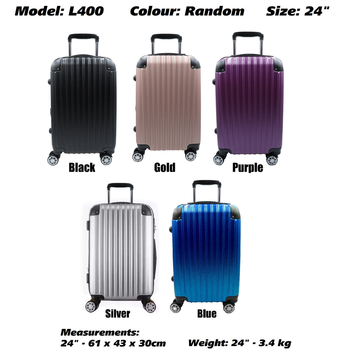Moda Paolo Hard Case Luggage 20-24-28 Inch in 5 Colours (L400) – Moda ...