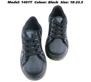Moda Paolo Kids Sport Sneakers in Black (1491T)